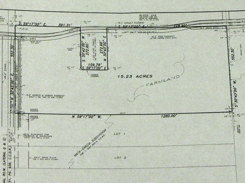 map of survey 1,120.21' hard road frontage facing north. 552.30' caliche road running on west side of property. williams road on west end of property.