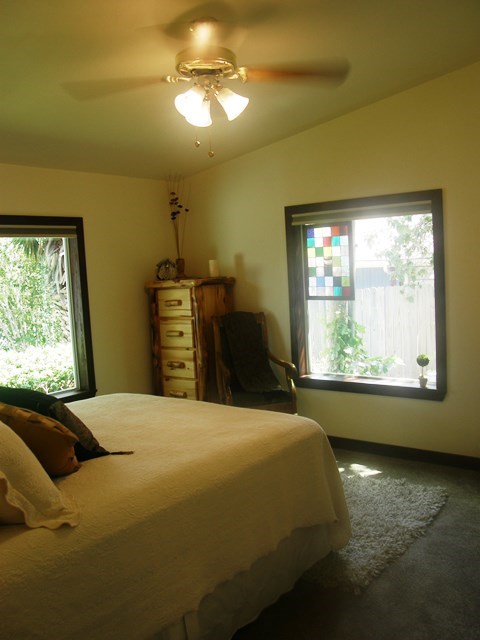 view of the arroyo from the third bedroom including a large walk-in closet