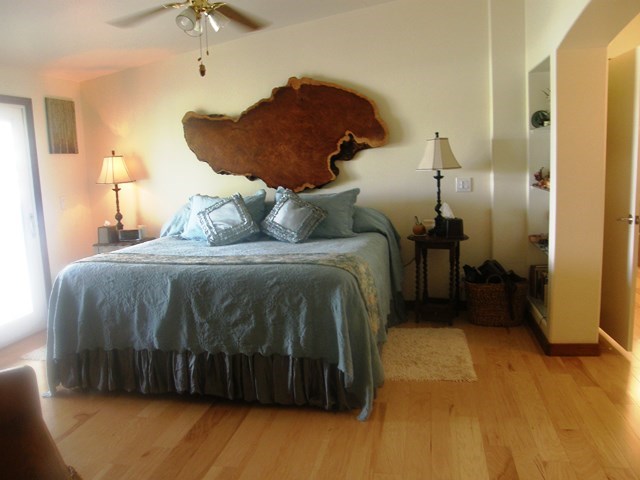 master bedroom with view of the arroyo